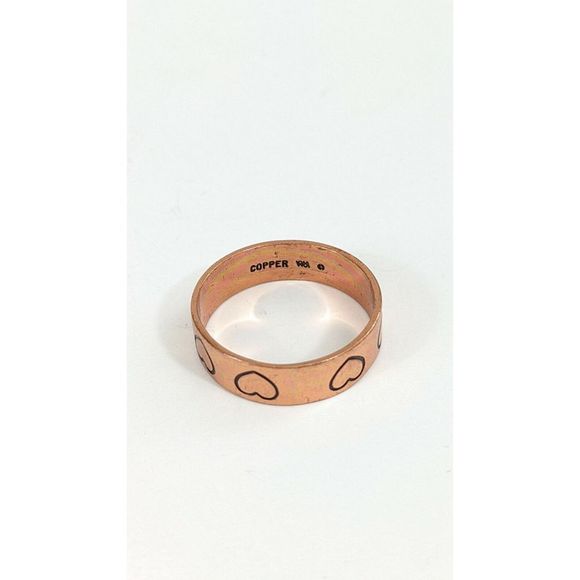 Size 11 Heart Stamped 90s Solid Copper Band Ring - Wheeler manufacturing - Picture 2 of 7